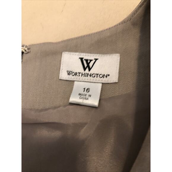 Worthington Women’s Plus 16 Sheath Dress – Taupe Cap Sleeve Tailored Career Wear - Picture 5 of 8